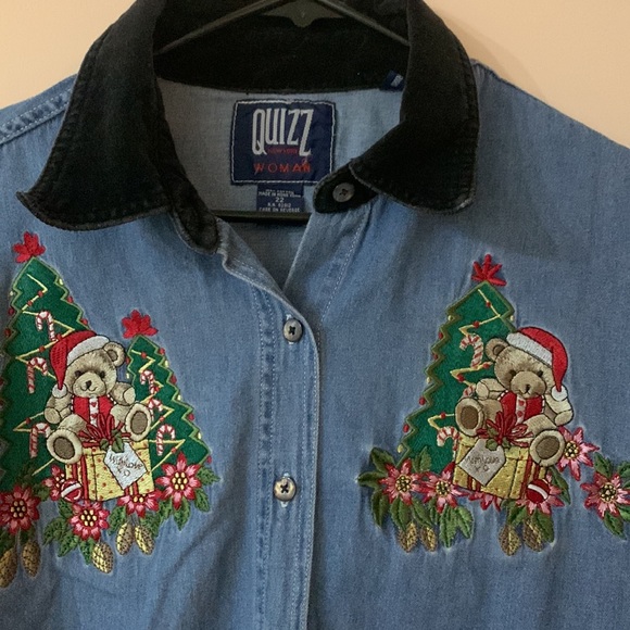 Christmas Denim button up - Picture 2 of 3
